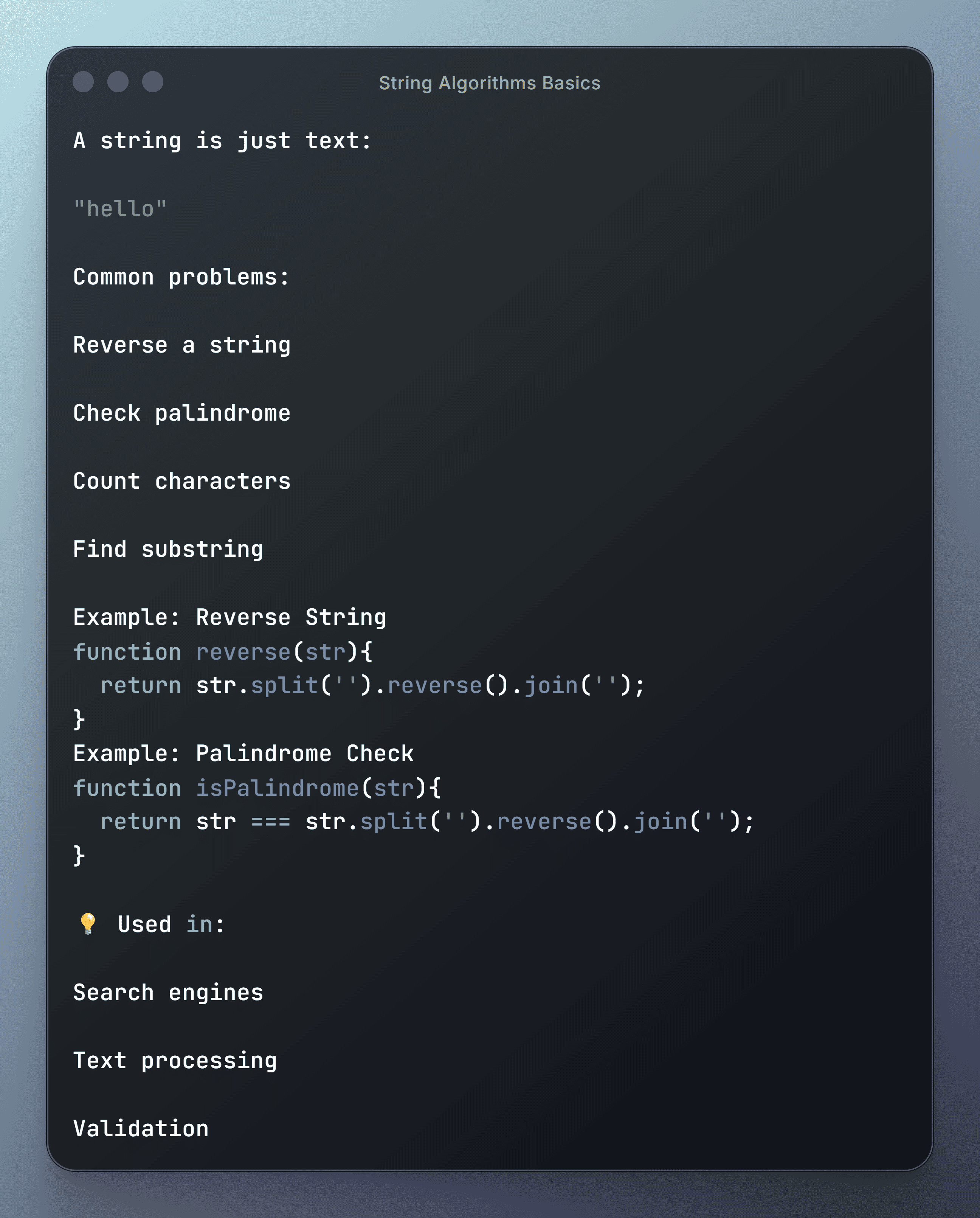 String Algorithms Basics